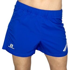 Salomon Advanced Skin Active Dry royal blue lined athletic running shorts S